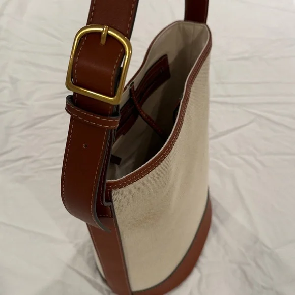 Mango bucket tote, tan and linen - Picture 2 of 4
